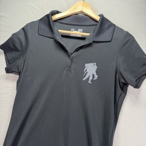 Under Armor Polo Womens Medium Black Shirt Wounded Warrior Project Semi Fitted